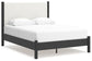Cadmori Queen Upholstered Panel Bed with Mirrored Dresser and Chest