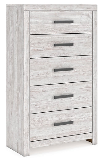 Cayboni Full Panel Bed with Mirrored Dresser and Chest