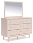 Wistenpine Twin Upholstered Panel Bed with Mirrored Dresser and Nightstand