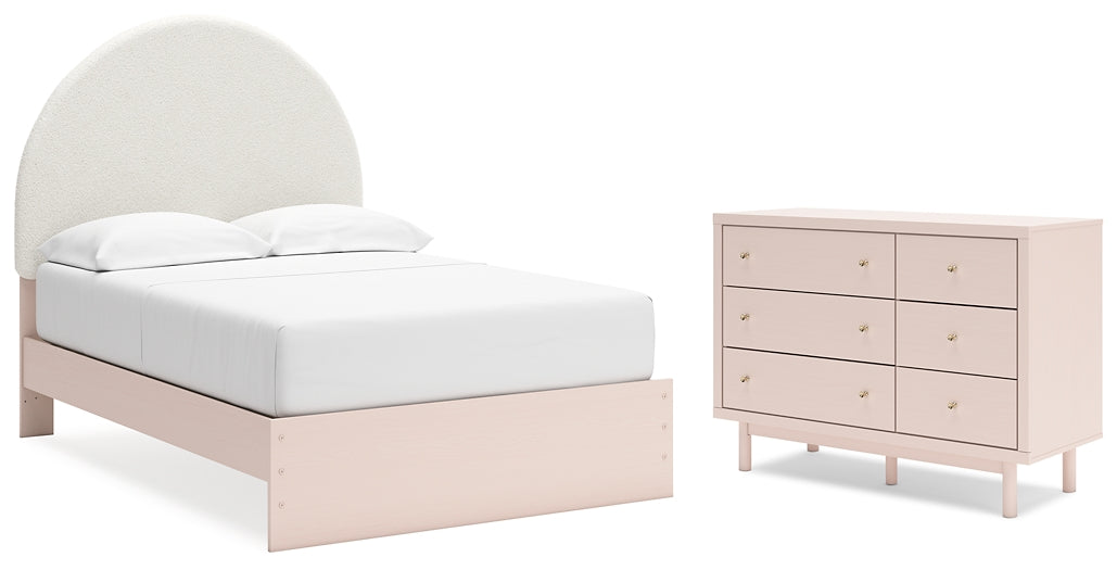Wistenpine Full Upholstered Panel Bed with Dresser