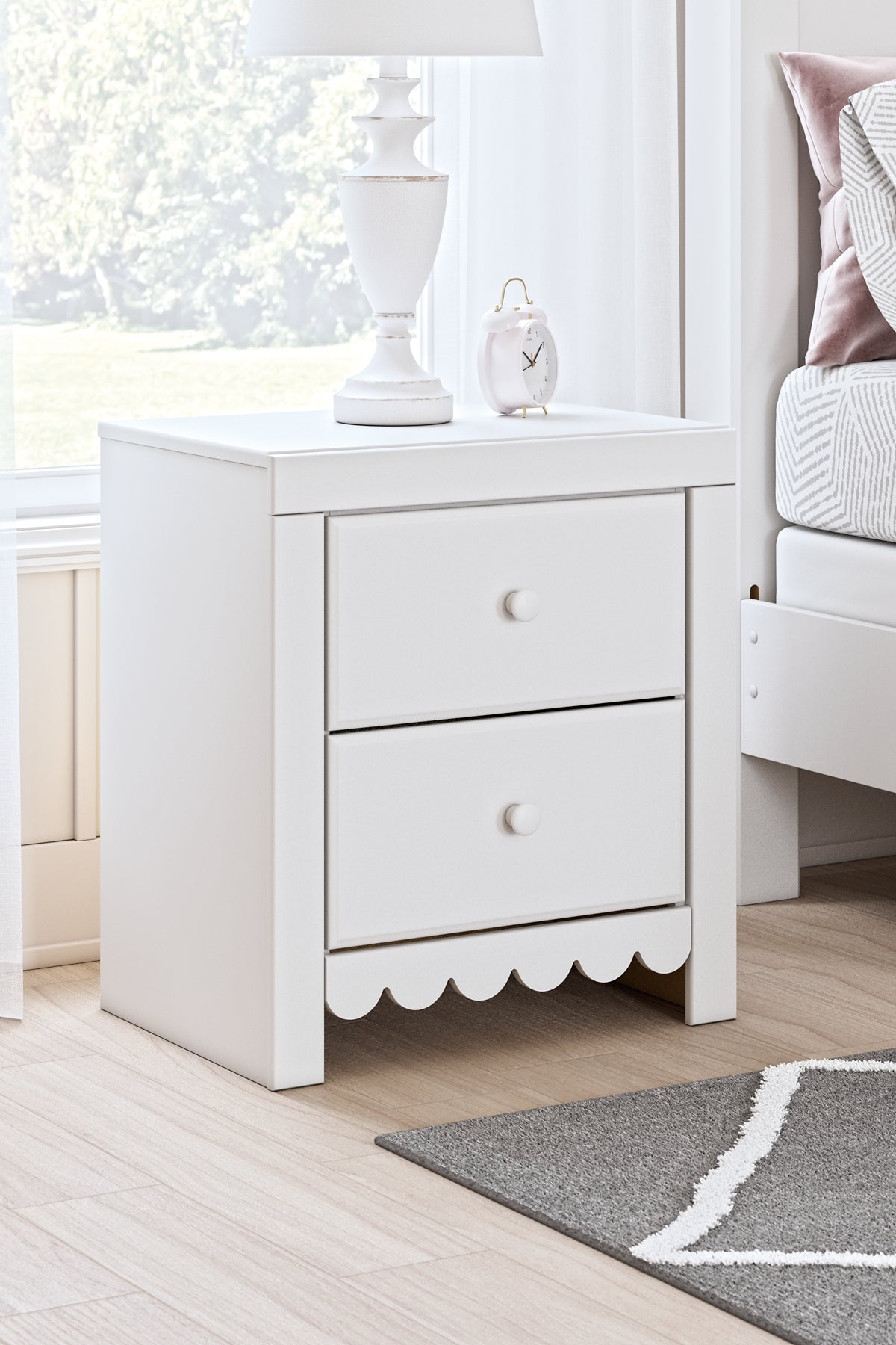 Mollviney Full Panel Storage Bed with Mirrored Dresser and Nightstand