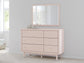 Wistenpine Twin Upholstered Panel Bed with Mirrored Dresser and 2 Nightstands