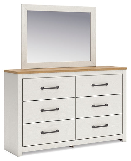 Linnocreek Twin Panel Bed with Mirrored Dresser