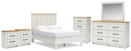 Linnocreek Full Panel Bed with Mirrored Dresser, Chest and 2 Nightstands