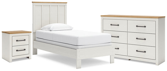 Linnocreek Twin Panel Bed with Dresser and 2 Nightstands