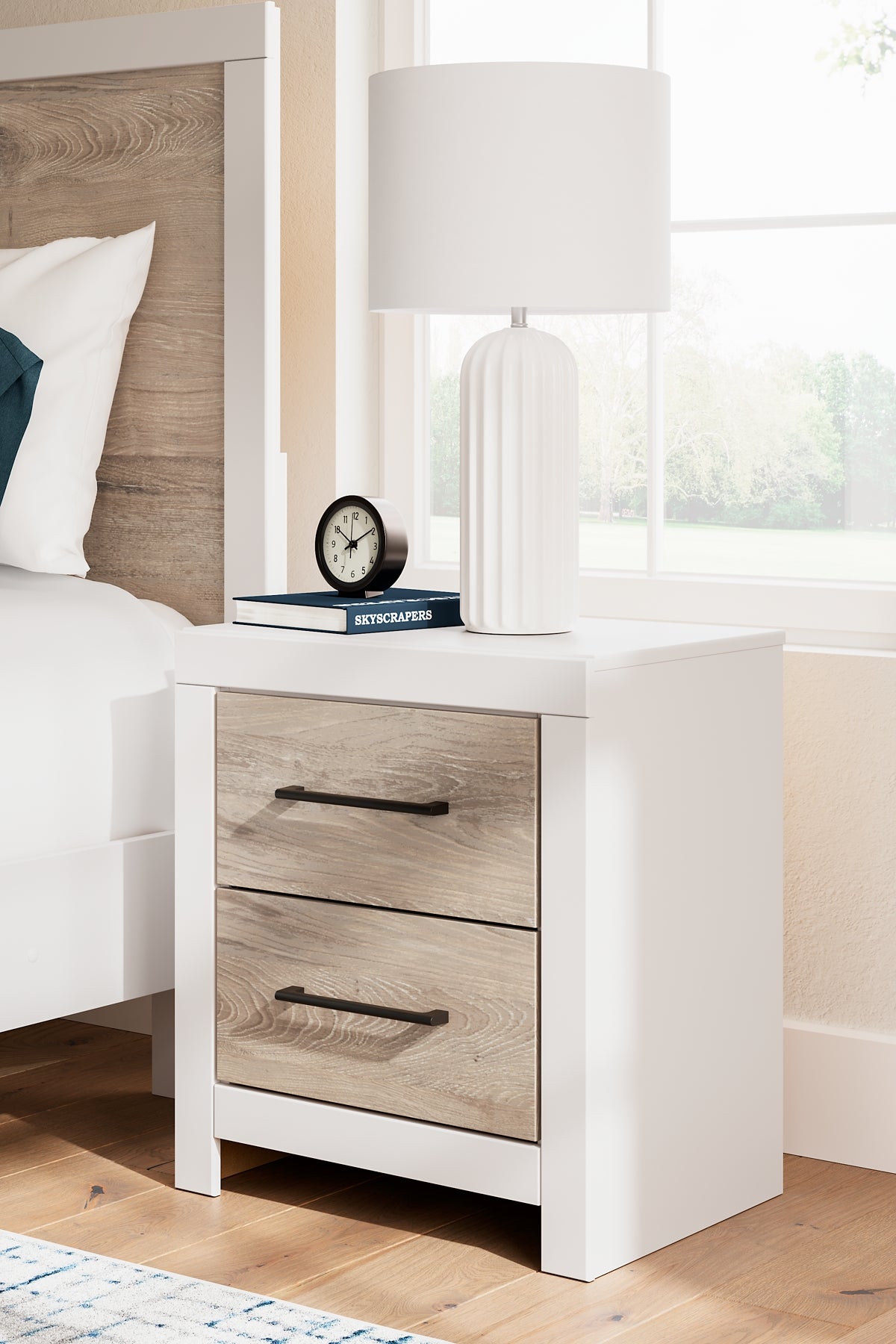 Charbitt Full Panel Bed with Mirrored Dresser and 2 Nightstands