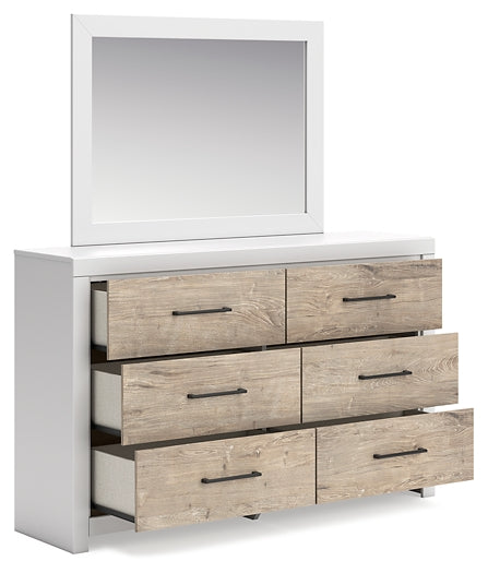 Charbitt Twin Panel Bed with Mirrored Dresser and Chest