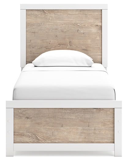 Charbitt Twin Panel Bed with Mirrored Dresser, Chest and Nightstand