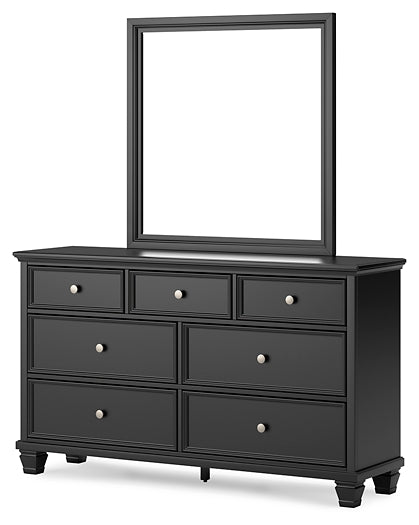 Lanolee Twin Panel Bed with Mirrored Dresser, Chest and Nightstand